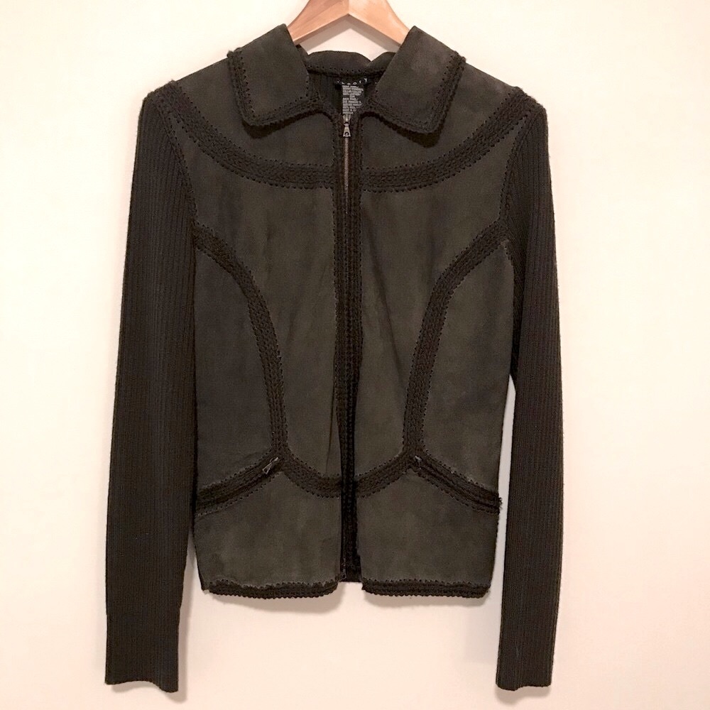 Vintage Theory zip up sweater w/leather